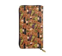 SMAZDFXX Portafoglio in pelle con bicchieri da vino bianco e rosso e uva, in legno, borsa personalizzata per donna, regalo di compleanno, anniversario o San Valentino, 4,13 x 7,48 pollici.