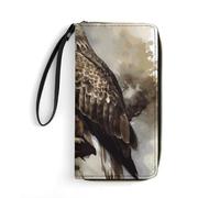 SMAZDFXX Portafoglio in pelle con cerniera, morbido e lungo, da viaggio, per donna, raffigurante un falco seduto