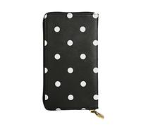 SMAZDFXX Portafoglio in pelle con stampa a pois bianchi e neri con 12 porta carte di credito e 3 fermasoldi - Pochette lunga per uomo e donna, VF7GNJE3C371
