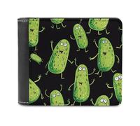 SMAZDFXX Portafoglio in pelle con stampa Dill Pickle per uomo, con portadocumenti, tasca anteriore a due ante, sottile, con fermasoldi