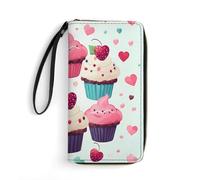 SMAZDFXX Portafoglio in pelle dolce con cerniera, modello Cupcake Candy Hearts, da viaggio, lungo e morbido, per donna