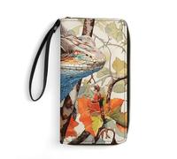 SMAZDFXX Portafoglio in pelle Lizard on The Branch con cerniera liscia, pochette da polso, borsa lunga e morbida da viaggio per donna