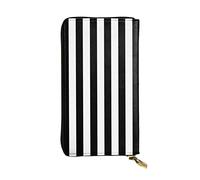 SMAZDFXX Portafoglio in pelle stampata a strisce bianche e nere con 12 porta carte di credito e 3 fermasoldi - Pochette lunga per uomo e donna, VF7GNJE3C371