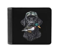 SMAZDFXX Portafoglio in pelle stampata con motivo Labrador Retriever nero, per caccia all'anatra, per uomo, con portadocumenti, tasca anteriore a due ante, sottile, fermasoldi
