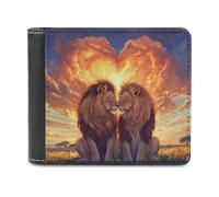 SMAZDFXX Portafoglio in pelle stampata Majestic Lions per uomo, con portadocumenti, tasca anteriore a due ante, sottile, con fermasoldi