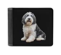 SMAZDFXX Portafoglio in pelle stampata Old English Sheepdog per uomo, con portadocumenti, tasca anteriore a due ante, sottile, con fermasoldi