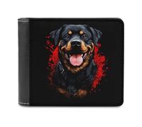 SMAZDFXX Portafoglio sottile da uomo a due ante in pelle PU con 6 porta carte e fermasoldi, a forma di Rottweiler arrabbiato