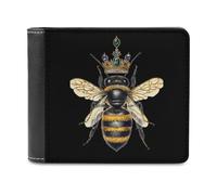SMAZDFXX Portafoglio sottile da uomo Queen And Cute Bees, in pelle PU, con 6 porta carte e fermasoldi