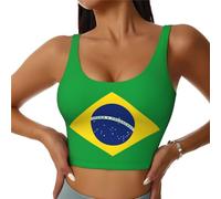 SMAZDFXX Reggiseno Sportivo da Donna con Bandiera Americana, Orgoglio Brasiliano, Radici brasiliane, Reggiseno da Corsa, Yoga, Top da Allenamento Rimovibile