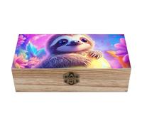 SMAZDFXX Scatola portagioie in legno a forma di bradipo con uovo di Pasqua e coperchio incernierato, baule del tesoro, scatola portaoggetti per artigianato