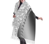 SMAZDFXX Sciarpa con frange in cashmere e glitter argento, sciarpe in seta autunnali e invernali per viaggi, feste e decorazioni