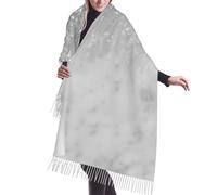 SMAZDFXX Sciarpa con frange in cashmere e glitter, effetto marmo bianco e argento, per autunno e inverno, in seta, per viaggi, vacanze e decorazioni.