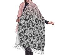 SMAZDFXX Sciarpa con frange in cashmere e stampa leopardata, glitter argento e oro rosa, sciarpe in seta autunnali e invernali per viaggi, feste e decorazioni.