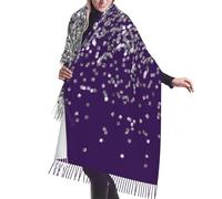 SMAZDFXX Sciarpa con frange in cashmere glamour, glitter argento viola, sciarpe in seta autunnali e invernali per viaggi, feste e decorazioni