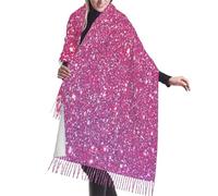 SMAZDFXX Sciarpa con frange in cashmere, in stile rustico, viola e glitter rosa scintillanti, sciarpe in seta autunnali e invernali per viaggi, feste e decorazioni.