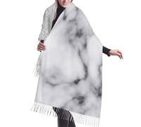 SMAZDFXX Sciarpa con frange in cashmere, sfumatura marmorizzata, glitter bianco argento, sciarpe in seta autunnali e invernali per viaggi, feste e decorazioni
