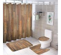 SMAZDFXX Set di 4 tende da a in legno rustico con venature in stile cottage, stile fienile, con tappeti per l'arredo del bagno, 72x72 pollici