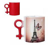 SMAZDFXX Set di tazze da caffè con Torre di Parigi e farfalla, ideali per coppie, con design a effetto termotrasferibile. Tazze in ceramica perfette per un romantico anniversario o San Valentino.