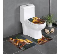 SMAZDFXX Set di tre pezzi antiscivolo per il bagno con immagine di leopardo e piccolo geco, asciugatura rapida, resistente e antiscivolo, per la a e il bagno.