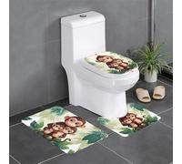 SMAZDFXX Set di tre pezzi antiscivolo per il bagno con motivo a scimmietta, ad asciugatura rapida, antiscivolo e resistente, per la a e il bagno.