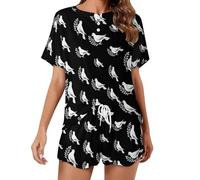 SMAZDFXX Set Pigiama a Maniche Corte Dove1 Peace per Donna, Composto da 2 Pezzi: Pantaloncini e Maglietta.