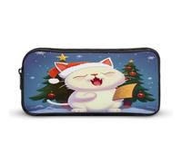 SMAZDFXX Simpatico gatto che canta canti natalizi, grande borsa ad alta capacità, portaoggetti, scatola organizer da scrivania