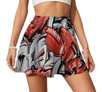 SMAZDFXX Stile Street Art, Graffiti con Gonne-Pantalone da Calcio da Donna, Gonne da Tennis, Gonne Skater a Vita Alta, Gonne da Golf Casual)
