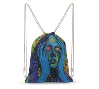 SMAZDFXX Stream Glitchy Trippy Psychedelic Music Drawstring Backpack Bag Sport Gym Sackpack Canvas String Bags for Men Women