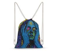 SMAZDFXX Stream Glitchy Trippy Psychedelic Music Drawstring Backpack Bag Sport Gym Sackpack Canvas String Bags for Men Women
