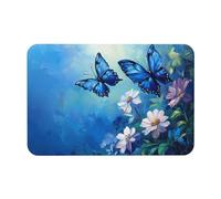 SMAZDFXX Tappetino da bagno con farfalla e fiore blu, tappeto diatomeico, decorazione per il bagno, novità, 15,7 x 23,6 pollici