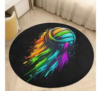 SMAZDFXX Tappeto rotondo colorato da pallavolo arcobaleno in velluto corallo, tappetino antiscivolo per bagno, zerbino per soggiorno, camera da letto, cucina, 80 * 80 cm