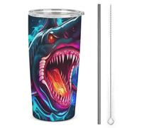 SMAZDFXX Tazza da caffè grande e colorata con stampa 3D Sharks - Acciaio inossidabile a prova di perdite - Mantiene fresche le bevande calde e fredde - Perfetta per i viaggi, 20 once