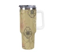 SMAZDFXX Tazza da caffè grande isolata con stampa 3D di fiori e schizzi - Acciaio inossidabile a prova di perdite - Mantiene fresche le bevande calde e fredde - Perfetta per i viaggi, 40 once