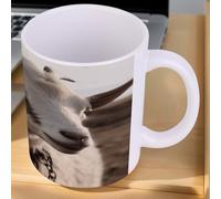 SMAZDFXX Tazza da caffè in ceramica bianca con capra sulla collina, lavabile in lavastoviglie e adatta al microonde, per la famiglia per tè e caffè. Personalizzabile.