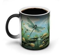 SMAZDFXX Tazza da caffè in ceramica con libellule in volo, tazze da tè personalizzate, tazze da tè sensibili al calore che cambiano colore per tutti i giorni