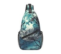 SMAZDFXX Zaino a tracolla Blue Moon, borsa a tracolla da viaggio, per uomo e donna, alla moda, da giorno