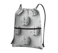 SMAZDFXX Zaino con coulisse e tasca con cerniera, modello cervello grigio da donna e uomo