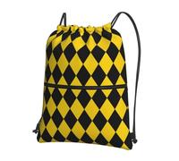 SMAZDFXX Zaino con coulisse per palestra Diamond giallo e nero per donne e uomini