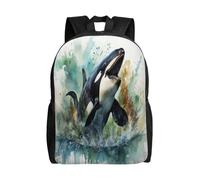 SMAZDFXX Zaino da campeggio unisex con motivo Orca oceano 3D arte animale borsa per computer da college da 16 pollici per donne e uomini regalo