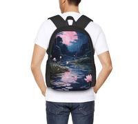 SMAZDFXX Zaino leggero 3D per laptop da uomo e da donna, modello Water Lily Moonlight, grande borsa per computer da college, zaino da trekking resistente da 17 pollici per uso casual
