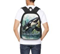SMAZDFXX Zaino leggero 3D per laptop da uomo e da donna, motivo: Orca, oceano, grande, borsa per computer da college, zaino da trekking, resistente, 17 pollici, per uso casual