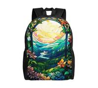 SMAZDFXX Zaino leggero Mountain River Floral View 16 pollici Zaino impermeabile Zaino da palestra casual per donne e uomini Regalo