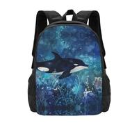 SMAZDFXX Zaino per laptop 3D per uomo e donna, motivo: Orca, flora subacquea, grande borsa per computer da college, zaino da esterno, resistente, 17 pollici, casual