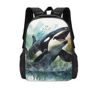 SMAZDFXX Zaino per laptop 3D per uomo e donna, motivo: Orca, oceano, grande, borsa per computer da college, zaino da palestra, resistente, 17 pollici, casual