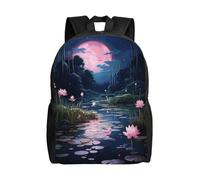 SMAZDFXX Zaino unisex di grande capacità Water Lily Moonlight, zaino per laptop traspirante, ideale per gite del fine settimana, zaino da 16 pollici per donne e uomini, regalo