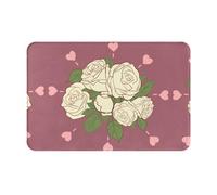 SMAZDFXX Zerbini stampati con rosa bianca dell'amore, zerbini per esterni, adatti per cucine, bagni, decorazioni per interni ed esterni.