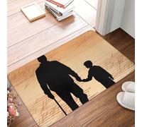 SMAZDFXX Zerbino con silhouette di padre e figlio, zerbino antiscivolo per ingresso, per cucina, camera da letto, bagno, arredamento per la casa, 16 x 24 pollici