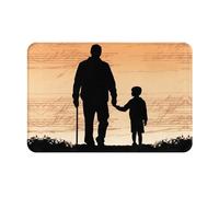 SMAZDFXX Zerbino con stampa silhouette padre e figlio, antiscivolo, lavabile, per interni ed esterni, per cucina, camera da letto, bagno, arredamento per la casa, 16 x 24 pollici