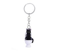 Smbcgdm Portachiavi a forma di gattino per WC a forma di gattino fai da te borsa da scuola ciondolo decorazione chiavi auto portachiavi in acciaio inox, Nero , Taglia unica