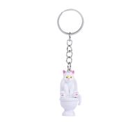 Smbcgdm Portachiavi a forma di gattino per WC a forma di gattino fai da te borsa da scuola ciondolo decorazione chiavi auto portachiavi in acciaio inox, bianco, Taglia unica
